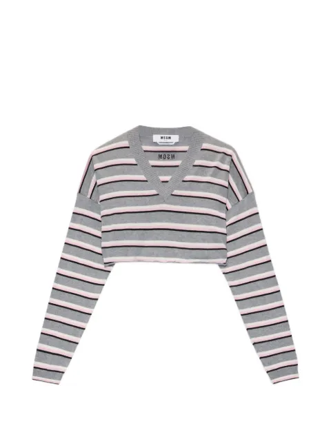 MSGM striped V-neck knitwear Grey 4042MDM206267483