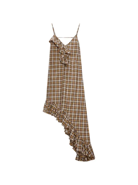 MSGM ruffled plaid dress Brown 4042MDA27267312