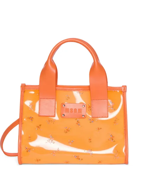MSGM floral handle tote bag Orange 4041MDZ12973