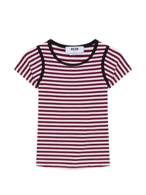 MSGM striped trim T-shirt Red 4041MDM99N267128