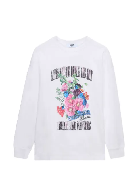 MSGM floral print long sleeve T-shirt White 4041MDM86SE267285