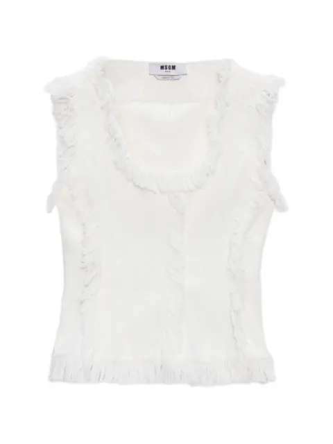 MSGM ruffled fringed blouse White 4042MDT09267308