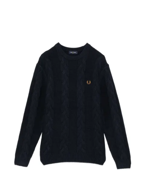 Fred Perry cable knit crew neck sweater Blue K8562