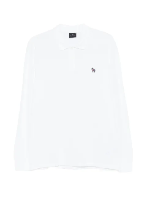 PS Paul Smith long-sleeve zebra-patch polo shirt White M2R115LPZEBRA01