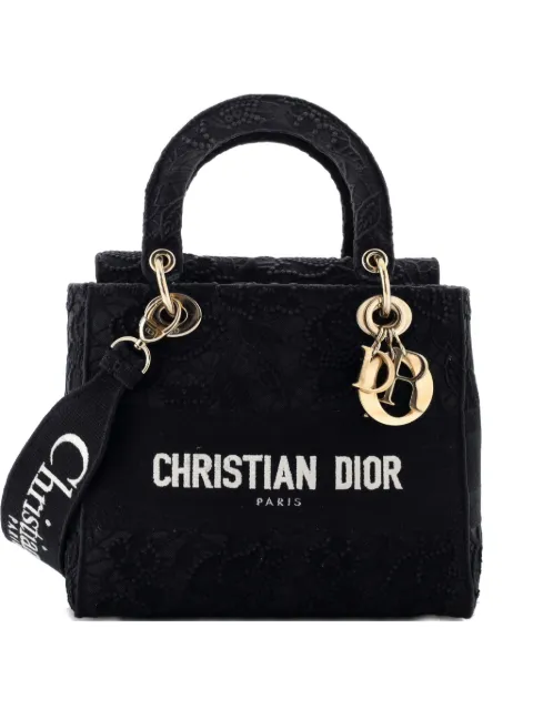 Christian Dior Pre-Owned Lady D-Lite Bag Embroidery with Macrame Effect Medium shoulder bag Black H07COXZZ0VW8HLAJ