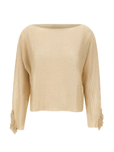 LIU JO striped ruffled top Neutrals CF5103MS015A4356