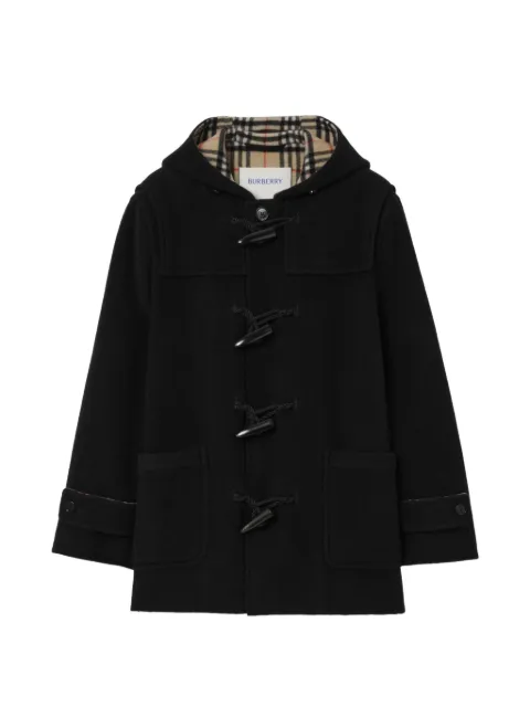 Burberry hooded Check wool duffle coat Black 8121042