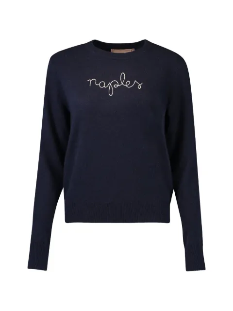 Lingua Franca Naples crewneck sweater Blue MK002NAPNVYIVORYTHREAD