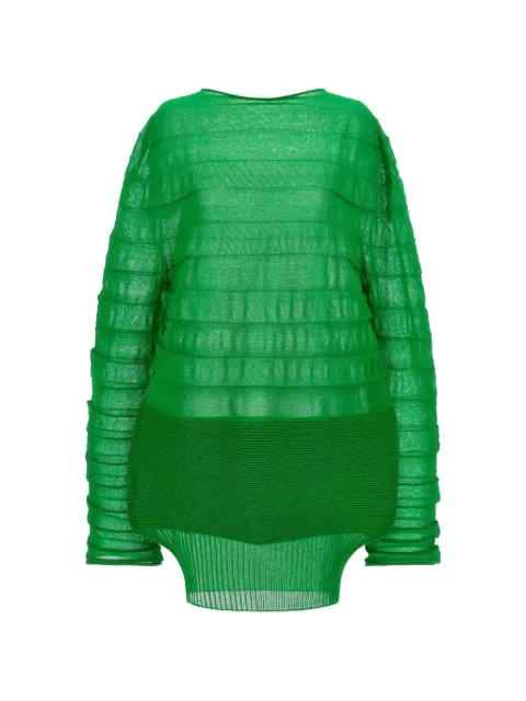 Issey Miyake contrasting knitted moving knit top Green IM58KN30962