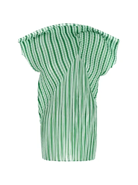 Issey Miyake stripes pleated top Green IM58FJ13966