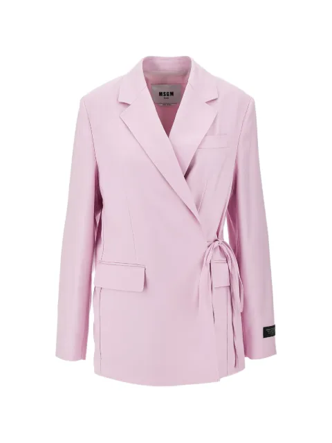MSGM tie-fastening long-sleeve blazer Pink 4041MDG1526712712