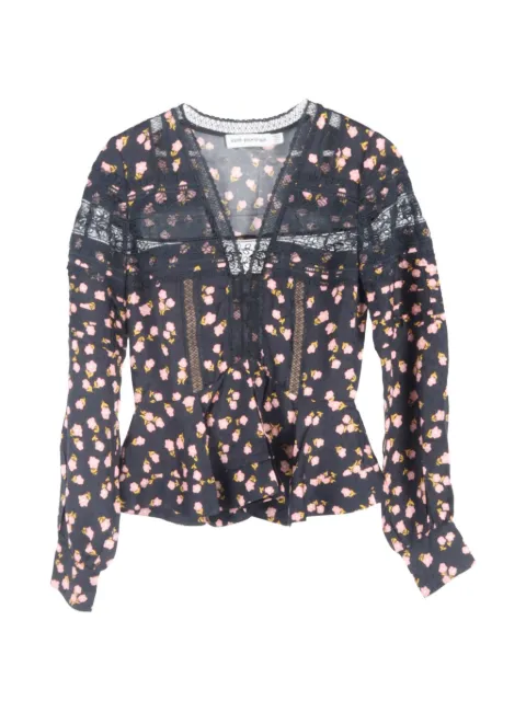 Self-Portrait lace floral-print top Black NAPPUGBCL640569W