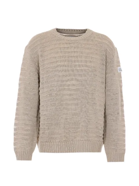 MM6 Maison Margiela open-knit logo-patch sweater Neutrals SH0HL0036