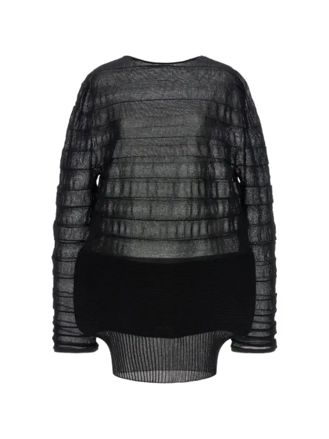 Issey Miyake asymmetrical-hem long-sleeve blouse Black IM58KN30915