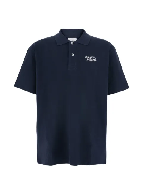 Maison Kitsuné logo-embroidered cotton polo shirt Blue MM00201KP0001