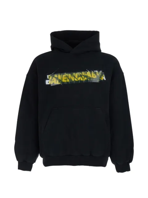 Balenciaga medium logo-print hoodie Black 871956TUVI9