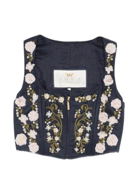 Agua By Agua Bendita Cornalina Valle floral-appliqué vest Blue 20851