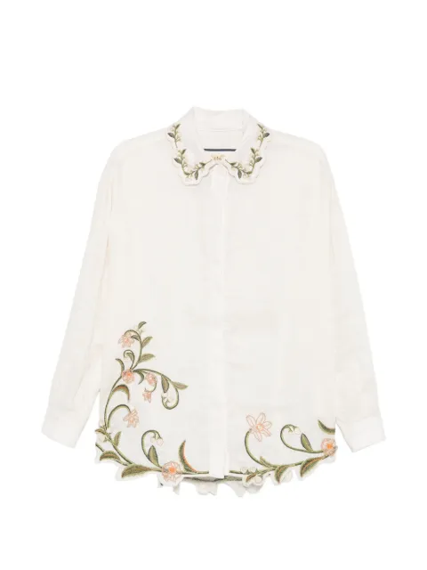 Agua By Agua Bendita Cecilia Valle floral-embroidered shirt Neutrals 20849