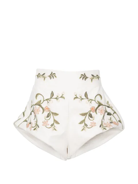 Agua By Agua Bendita Gatti Valle floral-embroidered mini shorts Neutrals 20847