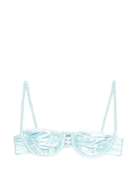 Isa Boulder ruched weave bikini top Blue SS26ST37
