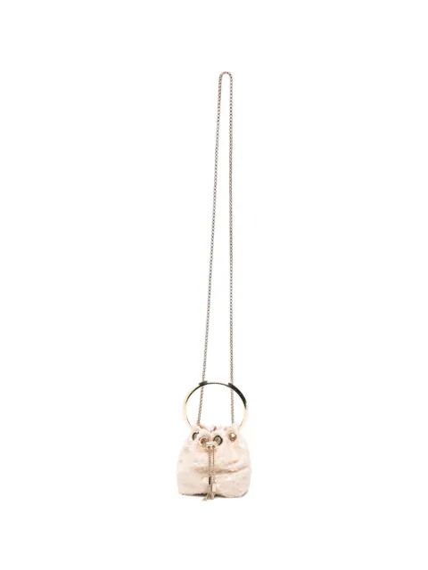 Jimmy Choo mini Bon Bon sequin-embellished bucket bag Neutrals J000184561