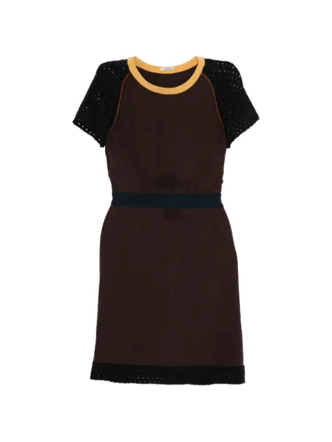 Miu Miu Pre-Owned Contrast trim mini dress Brown CSAN8985