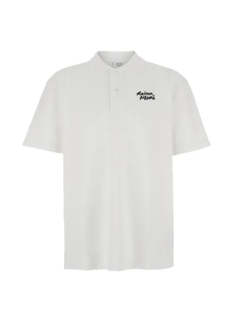 Maison Kitsuné logo-embroidered piqué polo shirt White MM00201KP0001