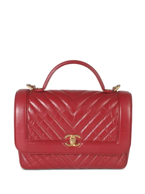 CHANEL Pre-Owned 2017 chevron tote bag Red 149552