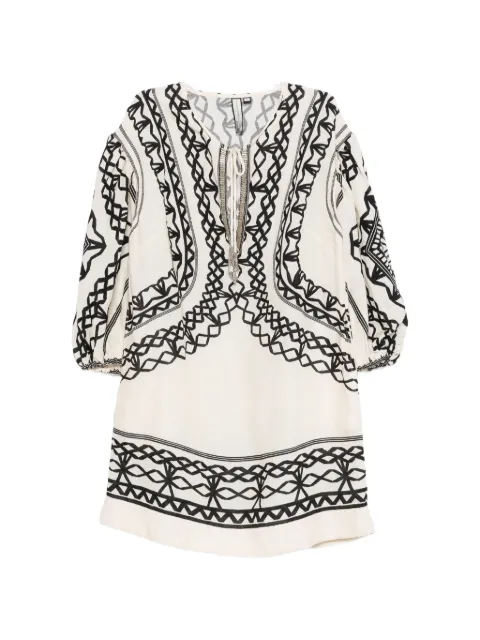 SCARLETT POPPIES Portofina geometric-print mini dress Neutrals SPPOR0011810079C20