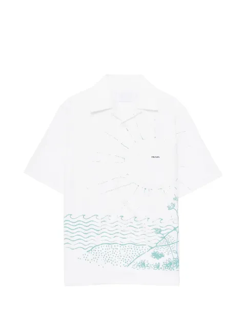 Prada printed cotton bowling shirt White UCS414SUMO184H