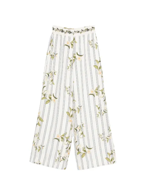 Agua By Agua Bendita floral-print striped palazzo pants White 20850MULTICOLOR