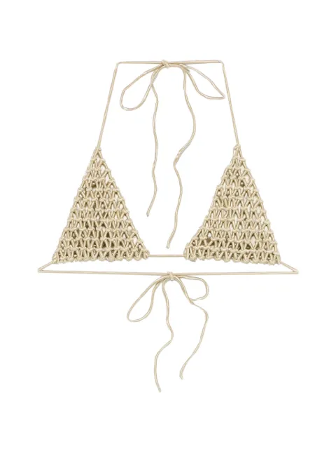 Isa Boulder macramé triangle bikini top Neutrals SS26ST03