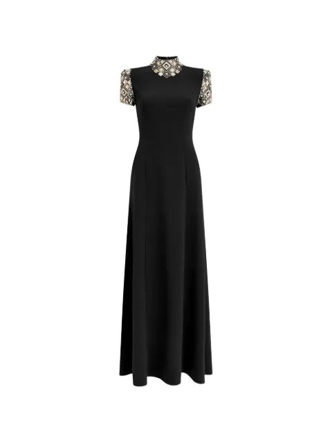 Jenny Packham Pricile embellished collar dress Black ZDD155L