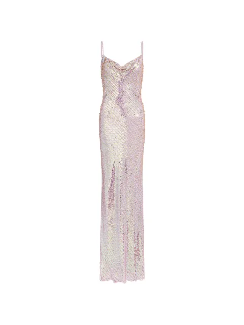 Jenny Packham Foxx sequin-embellished cowl-neck maxi dress Pink ZDD145L