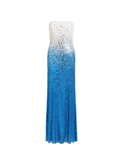 Jenny Packham strapless sequin-embellished maxi dress Blue ZDD140L