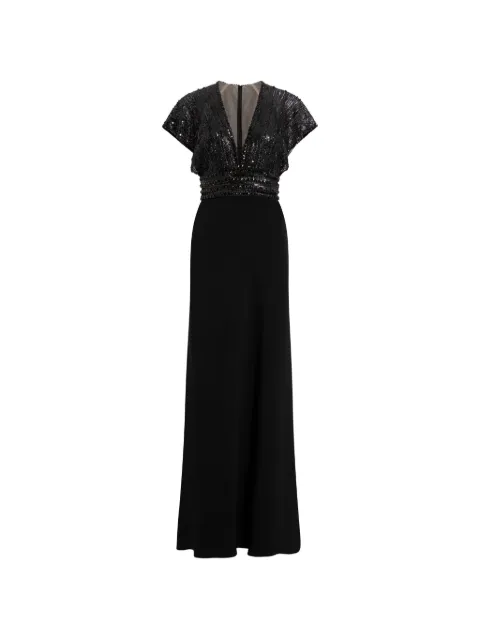 Jenny Packham Cary sequin V-neck maxi dress Black ZDD153L