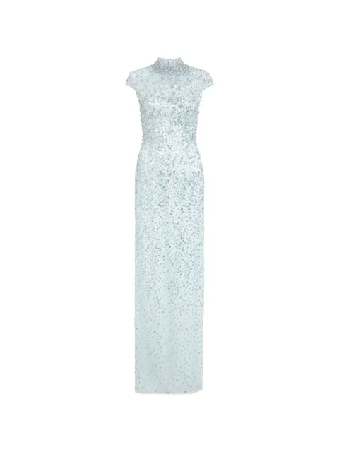 Jenny Packham TREASURE beaded high-neck maxi dress Blue ZDD146L
