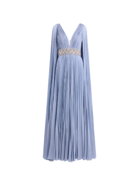 Jenny Packham Fesco embellished-waist pleated maxi dress Blue ZDD163L