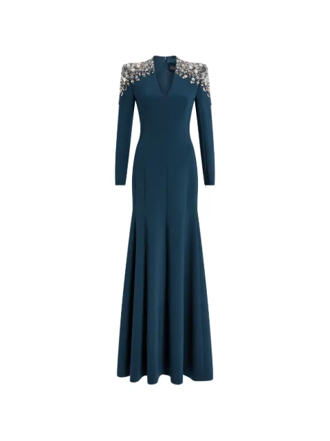 Jenny Packham Nila embellished V-neck maxi dress Blue ZDD159L