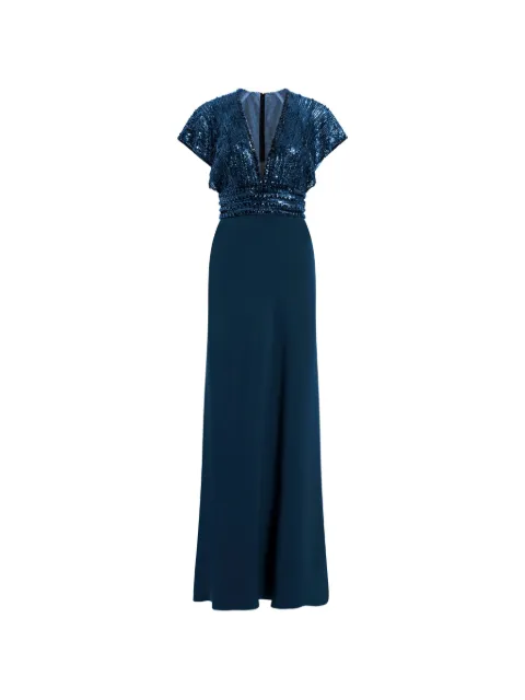Jenny Packham Cary sequin V-neck dress Blue ZDD153L