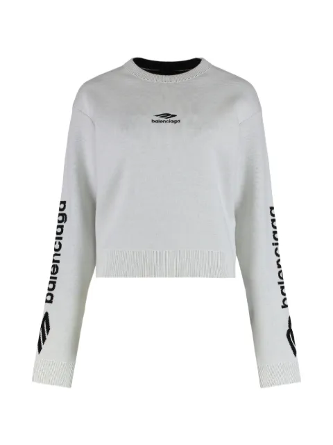 Balenciaga 3B Sports Icon cropped crew-neck sweater White 857088T1769