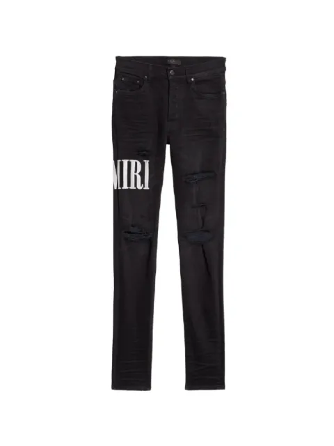 AMIRI logo distressed jeans Black AESLJAB