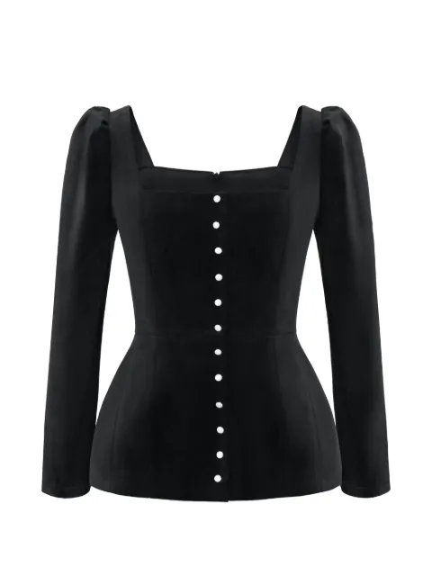 POST MERIDIEM square-neck top Black VELVETLONGSLEEVETOPBLACK