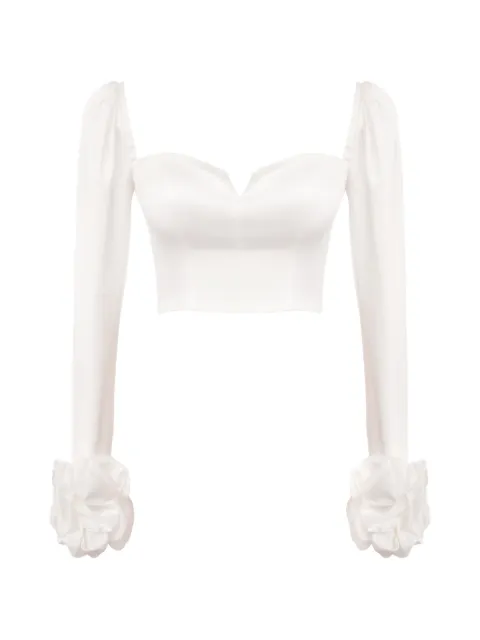 POST MERIDIEM removable-cuff long-sleeve top White TOPWITHREMOVABLECUFFSMILK