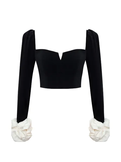 POST MERIDIEM velvet top Black VELVETTOPWITHREMOVABLECUFFSBLACK