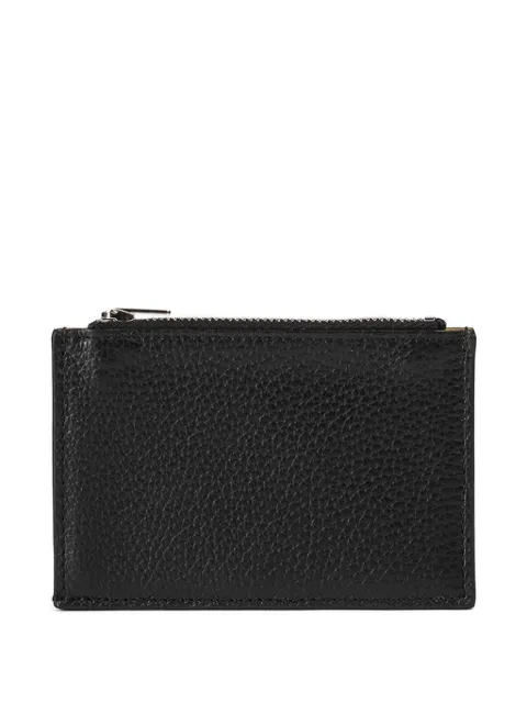Doucal's tumbled leather zip card holder Black DA0017TU0N00