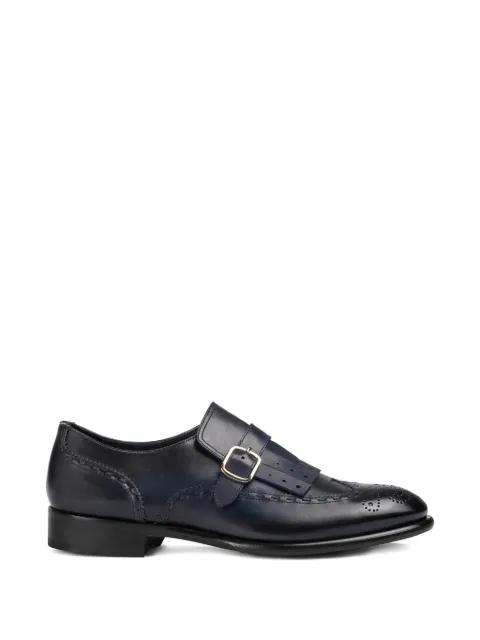Doucal's fringing buckle leather monk shoes Blue DU3536FREDUF159NB28