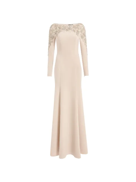 Jenny Packham Kelly embellished long-sleeve maxi dress Neutrals ZDD150L