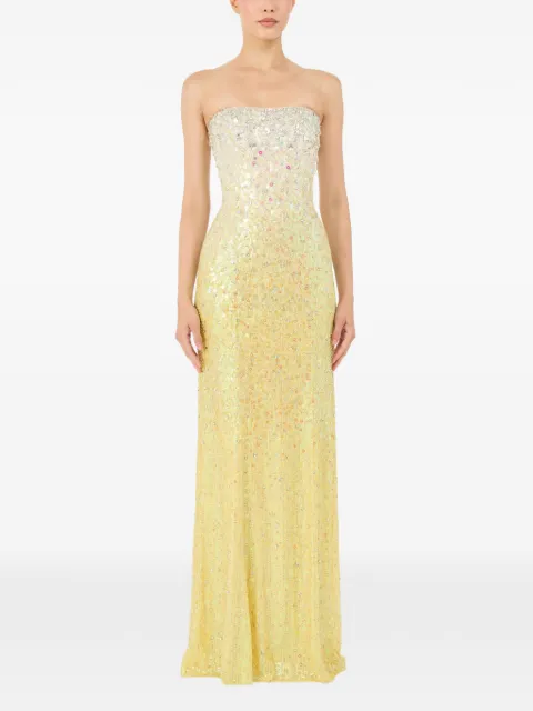 Jenny Packham sequin embellished strapless maxi dress Yellow ZDD140L
