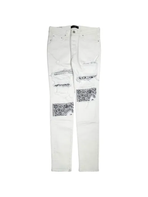 AMIRI bandana-patch jeans White PS22MDS023140